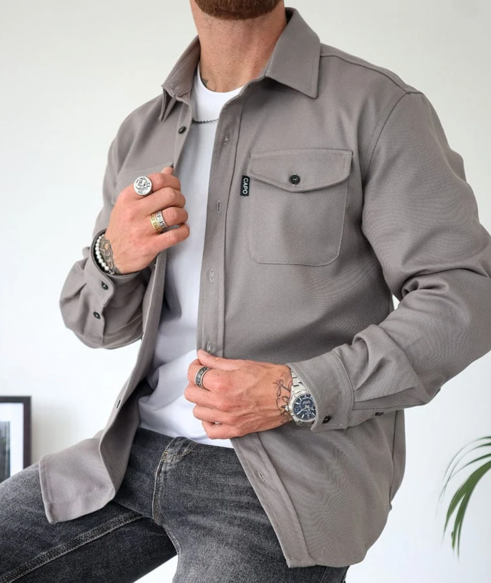 Ανδρικό Overshirt με Κουμπιά και Τσέπες Στήθους