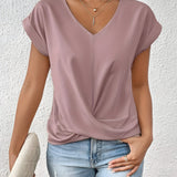 Κομψό Τοπ με Στριφτό Μπροστινό και Λαιμόκοψη V