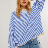 Oversized Ριγέ Φούτερ με Αντίθετη Λεπτομέρεια