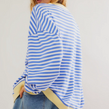Oversized Ριγέ Φούτερ με Αντίθετη Λεπτομέρεια