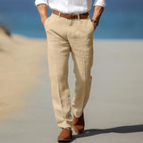 Ανδρικό Λινό Παντελόνι με Θηλιές για Ζώνη