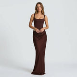 Γυναικείο Μάξι Φόρεμα με Τετράγωνη Λαιμόκοψη και Φαρδιές Τιράντες