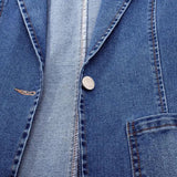 Γυναικείο Μπλέιζερ από Τζιν με Τσέπες και Oversized Εφαρμογή