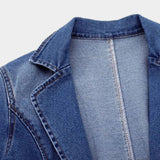 Γυναικείο Μπλέιζερ από Τζιν με Τσέπες και Oversized Εφαρμογή