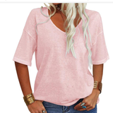 Φαρδύ Καλοκαιρινό T-Shirt με Λαιμόκοψη U