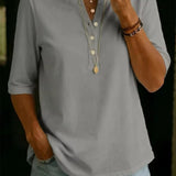 Γυναικείο T-Shirt με Γιακά Henley