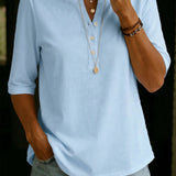 Γυναικείο T-Shirt με Γιακά Henley