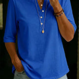 Γυναικείο T-Shirt με Γιακά Henley