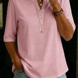 Γυναικείο T-Shirt με Γιακά Henley