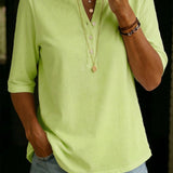 Γυναικείο T-Shirt με Γιακά Henley