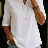 Γυναικείο T-Shirt με Γιακά Henley