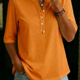 Γυναικείο T-Shirt με Γιακά Henley